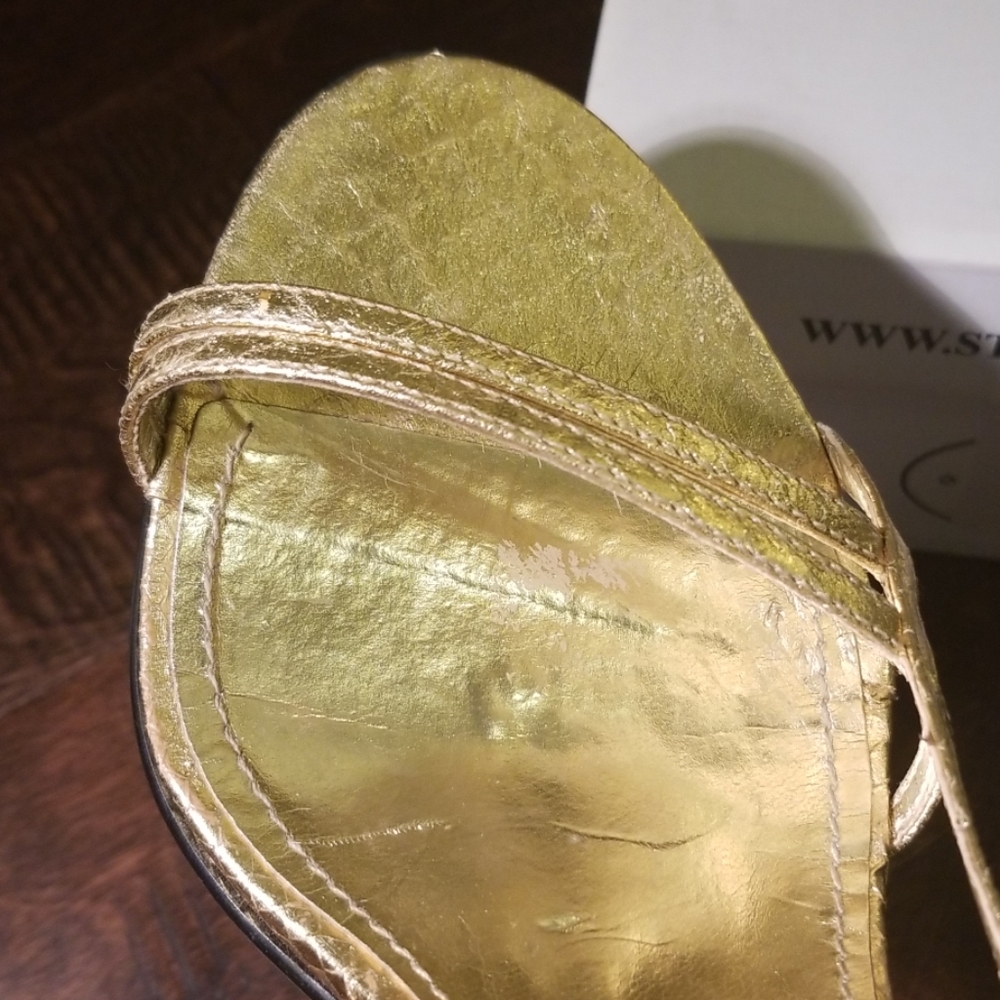 Steven Madden Gold Barely There Heels, Size 8 M - image 5